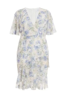 Curve Pink Floral Frill Midi Dress