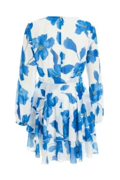 Petite Blue Chiffon Floral Tiered Mini Dress 12 Petite Blue Chiffon Floral Tiered Mini Dress -Deals Clothifyr Store 00100037301 ZB