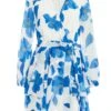 Petite Blue Chiffon Floral Tiered Mini Dress 2 Petite Blue Chiffon Floral Tiered Mini Dress -Deals Clothifyr Store 00100037301 ZM