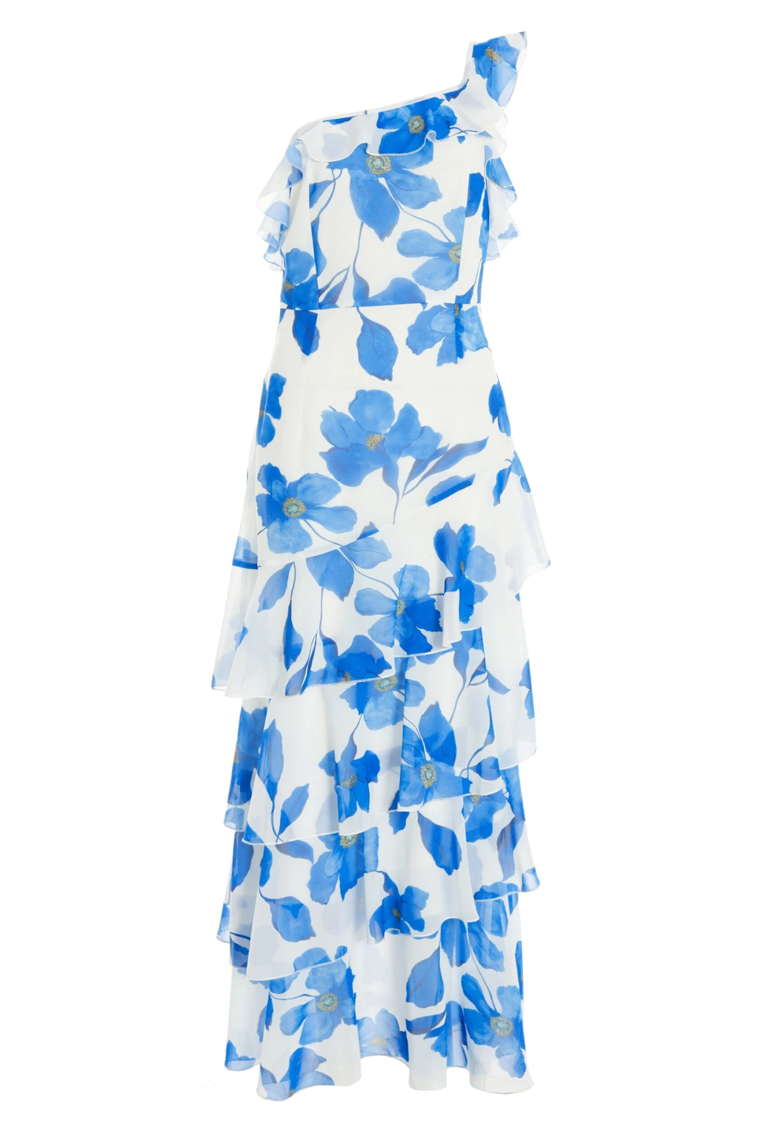 Petite Blue Chiffon Floral Tiered Maxi Dress 3 Petite Blue Chiffon Floral Tiered Maxi Dress