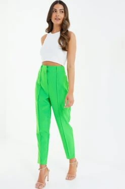 Petite Green High Waist Tailored Trousers 11 Petite Green High Waist Tailored Trousers -Deals Clothifyr Store 00100037306 XS