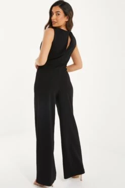 Petite Black Cut Out Palazzo Jumpsuit -Deals Clothifyr Store 00100037399 XB