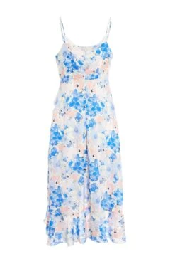 Petite Blue Floral Chiffon Wrap Midi Dress -Deals Clothifyr Store 00100037405 ZB