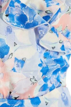 Petite Blue Floral Chiffon Wrap Midi Dress -Deals Clothifyr Store 00100037405 ZS