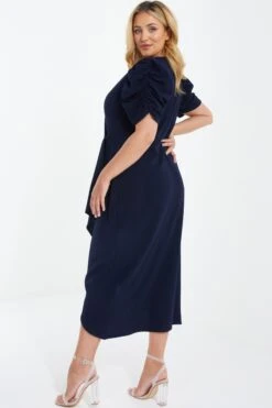 Curve Navy Wrap Midi Dress 10 Curve Navy Wrap Midi Dress -Deals Clothifyr Store 00100037412 XB