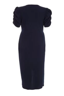Curve Navy Wrap Midi Dress 12 Curve Navy Wrap Midi Dress -Deals Clothifyr Store 00100037412 ZB