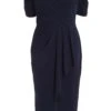 Curve Navy Wrap Midi Dress