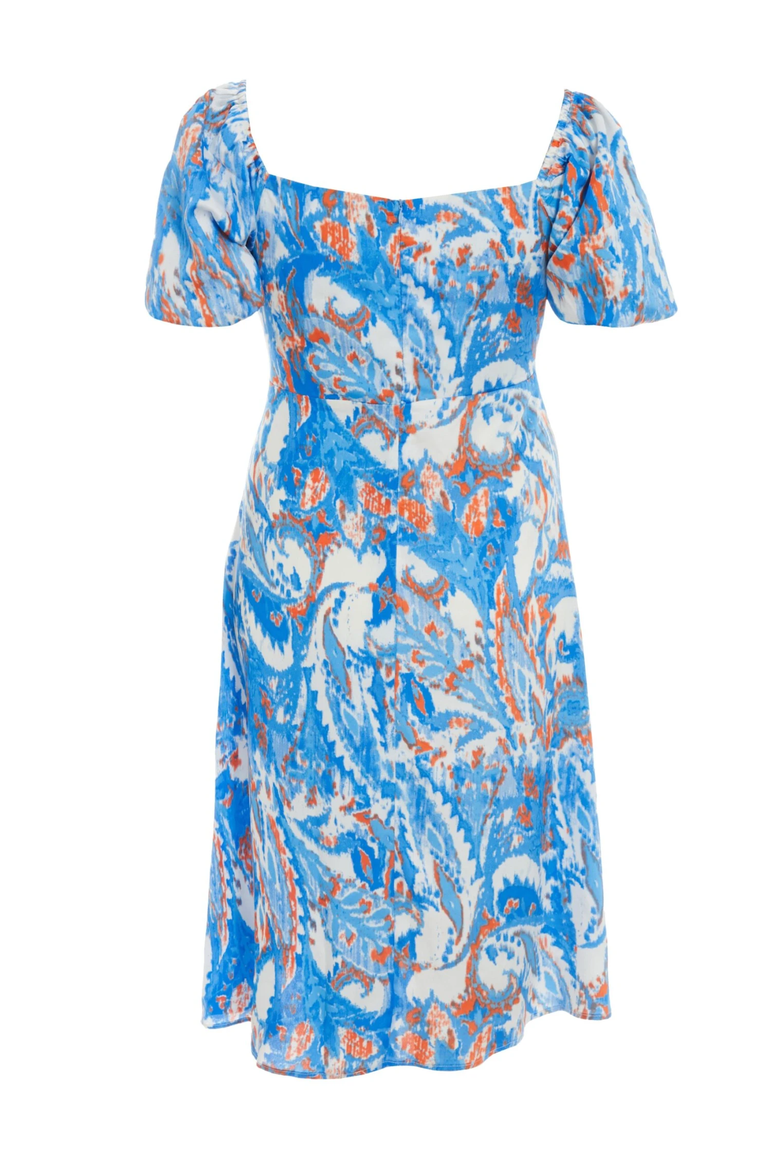 Curve Blue Satin Aztec Print Midi Dress 7 Curve Blue Satin Aztec Print Midi Dress - Image 5