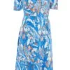 Curve Blue Satin Aztec Print Midi Dress 1 Curve Blue Satin Aztec Print Midi Dress -Deals Clothifyr Store 00100037415 ZM