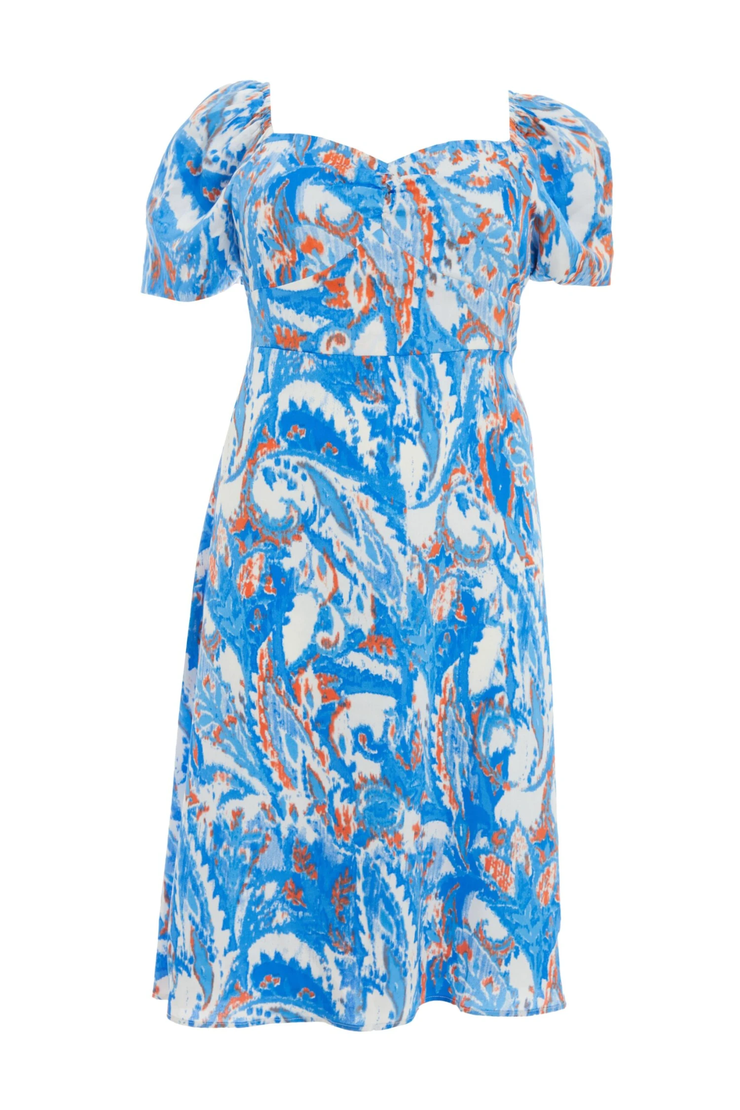 Curve Blue Satin Aztec Print Midi Dress 3 Curve Blue Satin Aztec Print Midi Dress