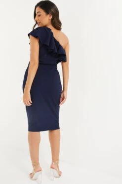 Petite Navy Beaded Frill Midi Dress -Deals Clothifyr Store 00100037416 XB