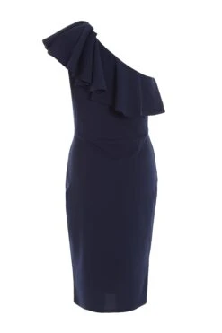 Petite Navy Beaded Frill Midi Dress -Deals Clothifyr Store 00100037416 ZB