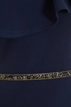 Petite Navy Beaded Frill Midi Dress -Deals Clothifyr Store 00100037416 ZS