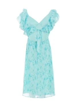Petite Blue Brush Stroke Tie Back Midi Dress -Deals Clothifyr Store 00100037418 ZB