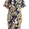 Curve Navy Satin Floral Midi Dress