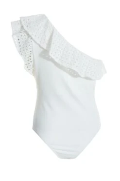Cream One Shoulder Crochet Bodysuit -Deals Clothifyr Store 00100037438 ZB