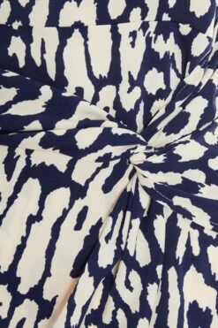 Navy Animal Print Wrap Midi Dress -Deals Clothifyr Store 00100037455 ZS