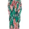 Green Satin Marble Print Ruched Midi Skirt 2 Green Satin Marble Print Ruched Midi Skirt -Deals Clothifyr Store 00100037460 ZM
