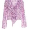 Lilac Chiffon Animal Print Frill Blouse -Deals Clothifyr Store 00100037470 ZM