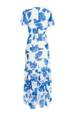 Blue Chiffon Floral Wrap Midaxi Dress -Deals Clothifyr Store 00100037499 ZB