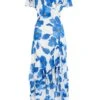 Blue Chiffon Floral Wrap Midaxi Dress 1 Blue Chiffon Floral Wrap Midaxi Dress -Deals Clothifyr Store 00100037499 ZM