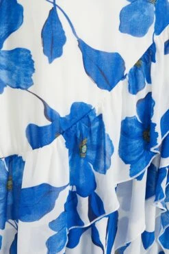 Blue Chiffon Floral Wrap Midaxi Dress -Deals Clothifyr Store 00100037499 ZS