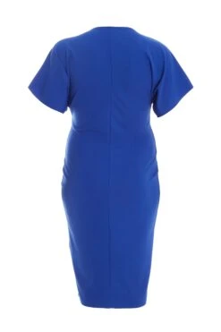 Curve Royal Blue Knot Front Midi Dress -Deals Clothifyr Store 00100037686 ZB