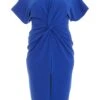 Curve Royal Blue Knot Front Midi Dress -Deals Clothifyr Store 00100037686 ZM