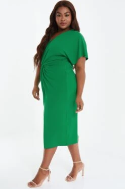 Curve Jade Green Knot Front Midi Dress -Deals Clothifyr Store 00100037687 XS