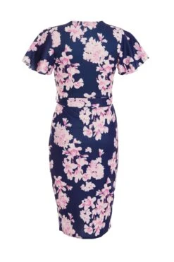 Petite Navy Floral Wrap Midi Dress -Deals Clothifyr Store 00100037688 ZB