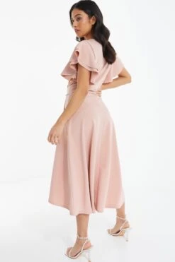 Petite Pink Wrap Dip Hem Midi Dress 10 Petite Pink Wrap Dip Hem Midi Dress -Deals Clothifyr Store 00100037689 XB