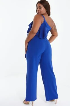 Curve Royal Blue One Shoulder Frill Palazzo Jumpsuit 10 Curve Royal Blue One Shoulder Frill Palazzo Jumpsuit -Deals Clothifyr Store 00100037690 XB