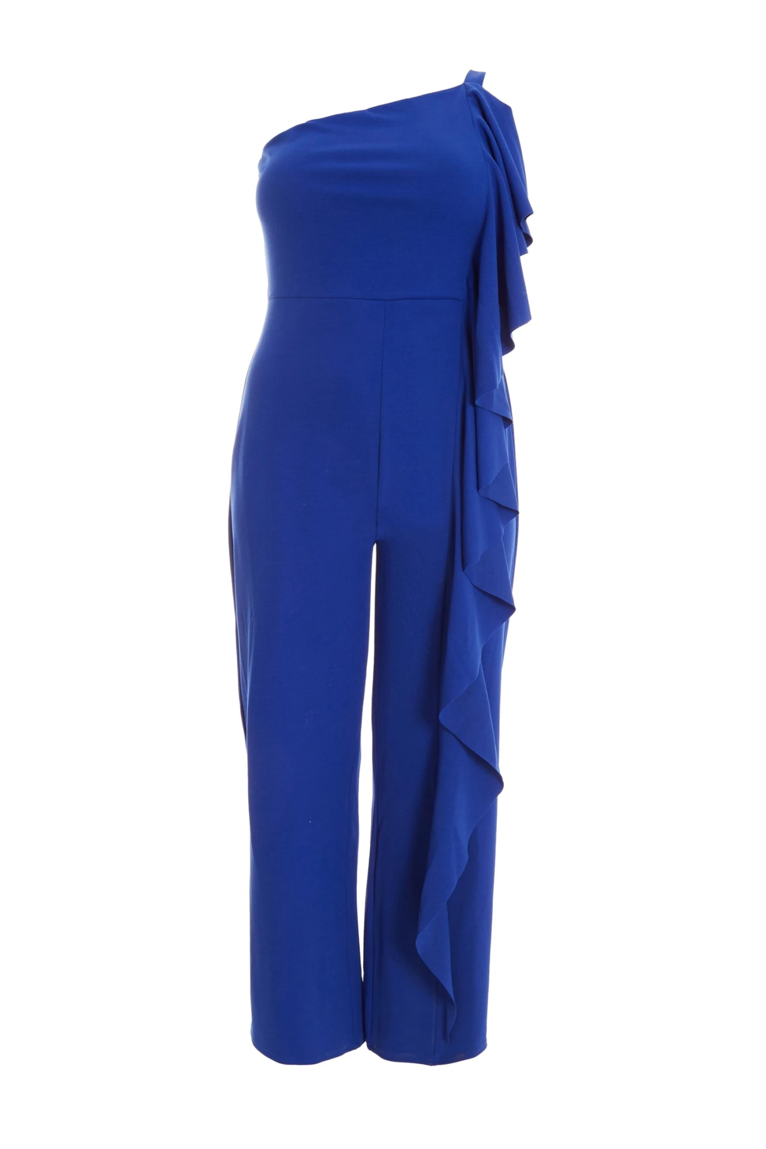 Curve Royal Blue One Shoulder Frill Palazzo Jumpsuit 3 Curve Royal Blue One Shoulder Frill Palazzo Jumpsuit