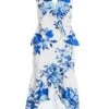 Petite Blue Floral Dip Hem Frill Midi Dress -Deals Clothifyr Store 00100037691 ZM