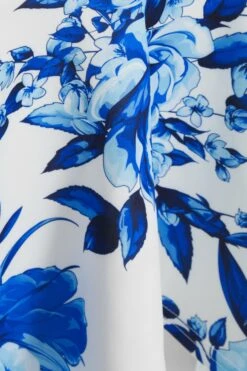 Petite Blue Floral Dip Hem Frill Midi Dress -Deals Clothifyr Store 00100037691 ZS