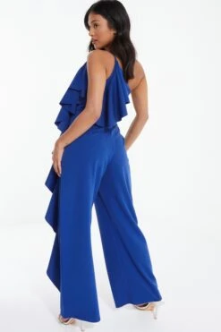 Petite Royal Blue One Shoulder Frill Palazzo Jumpsuit -Deals Clothifyr Store 00100037692 XB
