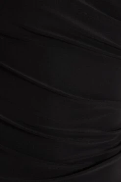 Black Ruched High Neck Top -Deals Clothifyr Store 00100037721 ZS