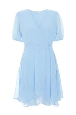 Light Blue Jacquard Skater Dress