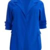 Curve Royal Blue Ruched Sleeve Blazer -Deals Clothifyr Store 00100037729 ZM