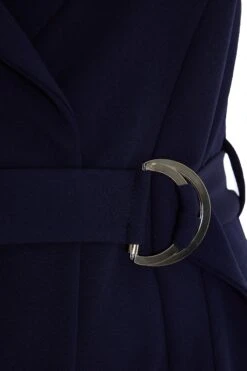 Curve Navy Sleeveless Blazer -Deals Clothifyr Store 00100037732 ZS