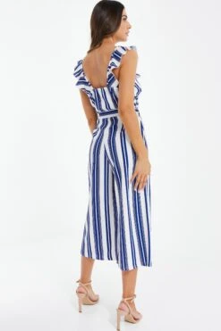 Petite Royal Blue Striped Culotte Jumpsuit -Deals Clothifyr Store 00100037736 XB
