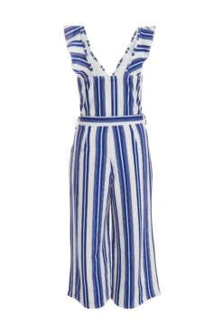 Petite Royal Blue Striped Culotte Jumpsuit -Deals Clothifyr Store 00100037736 ZB