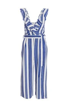 Petite Royal Blue Striped Culotte Jumpsuit