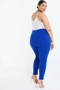 Curve Royal Blue Split Front Trousers -Deals Clothifyr Store 00100037740 XB