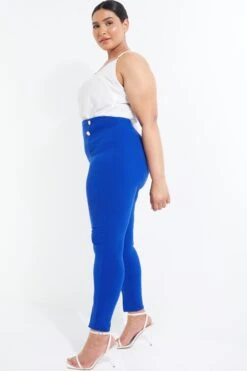 Curve Royal Blue Split Front Trousers -Deals Clothifyr Store 00100037740 XS