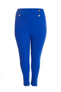 Curve Royal Blue Split Front Trousers