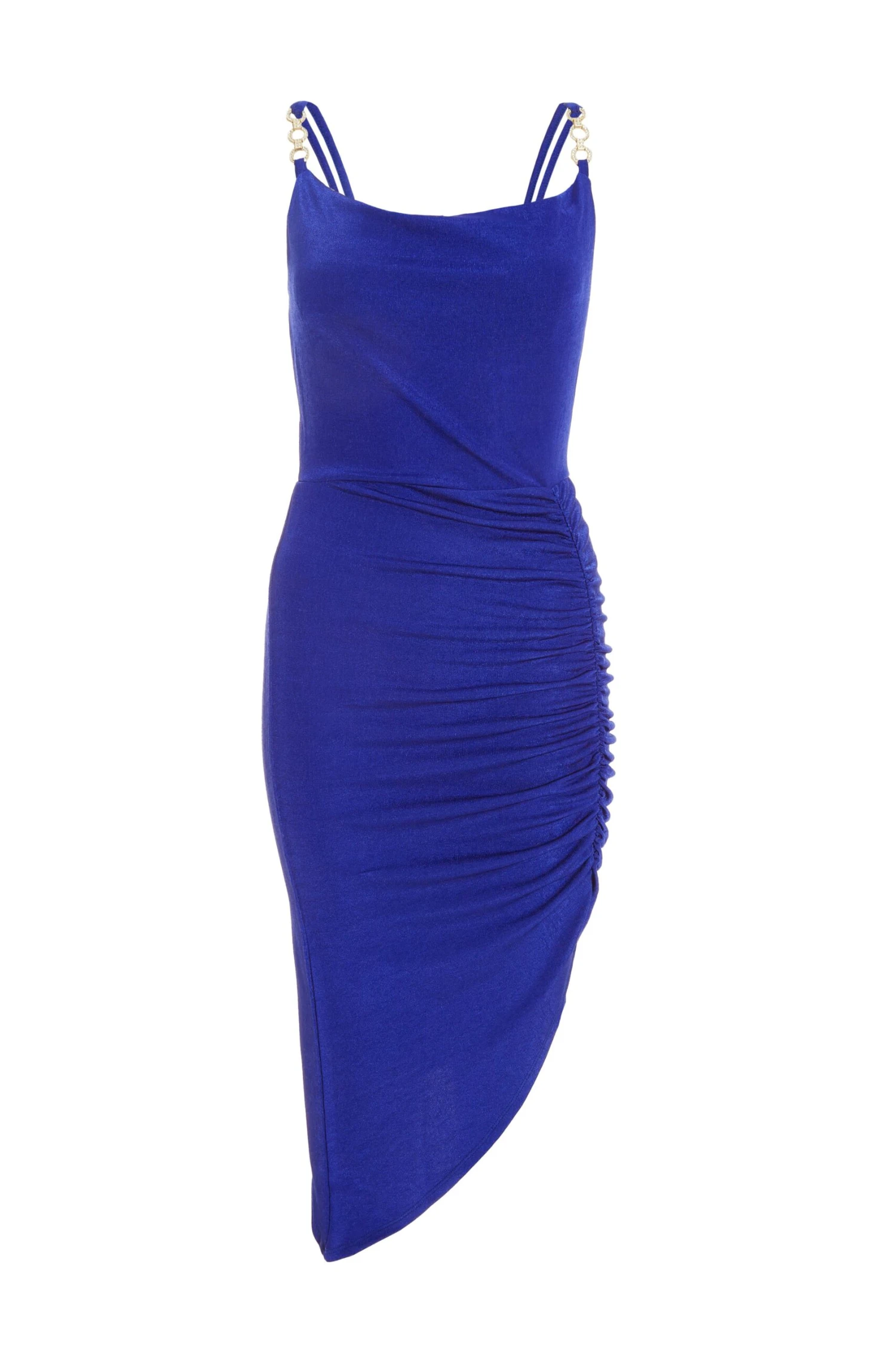 Petite Royal Blue Diamante Ruched Midi Dress 3 Petite Royal Blue Diamante Ruched Midi Dress