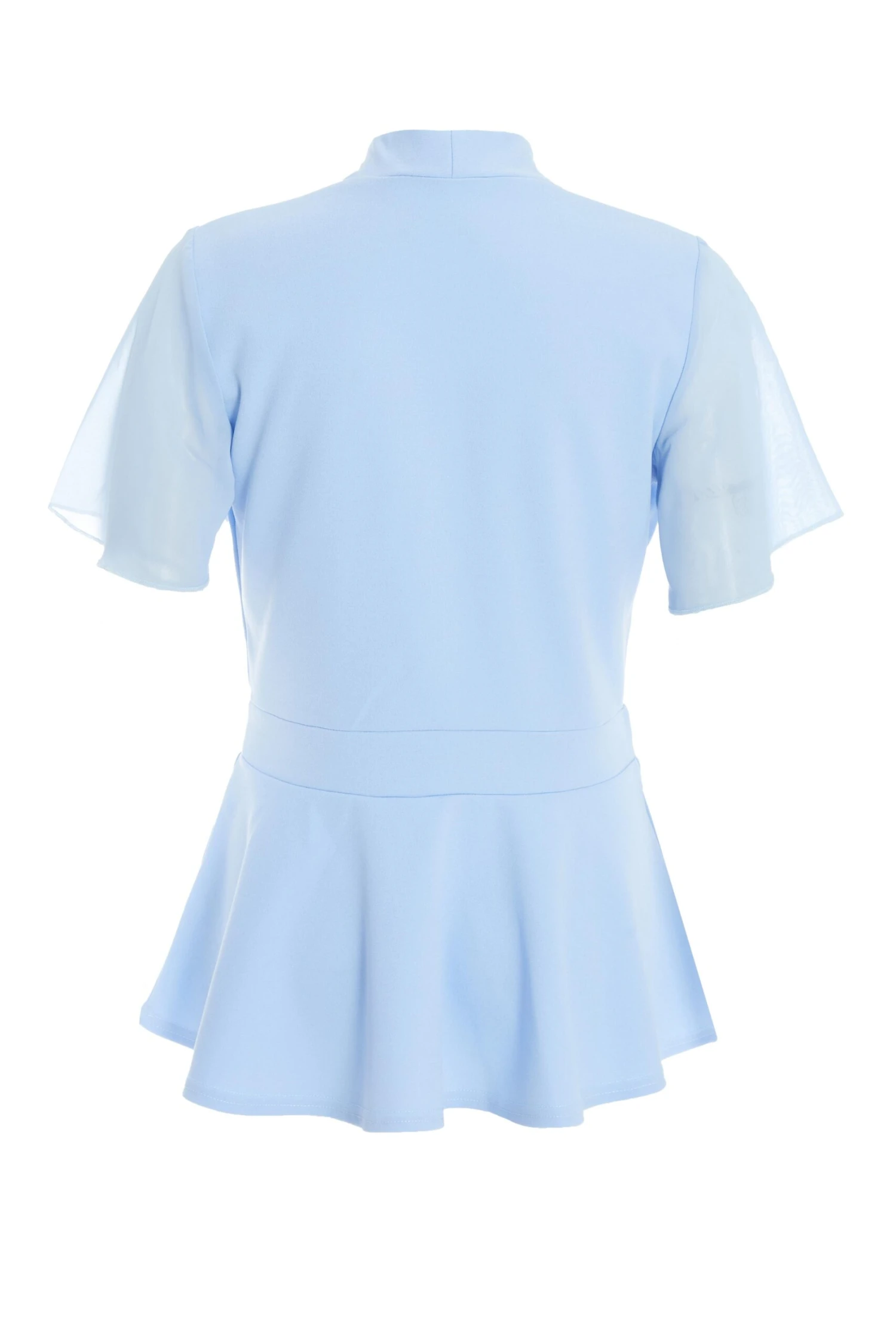 Light Blue Chiffon Sleeve Peplum Top 7 Light Blue Chiffon Sleeve Peplum Top - Image 5
