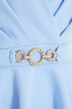 Light Blue Chiffon Sleeve Peplum Top 13 Light Blue Chiffon Sleeve Peplum Top -Deals Clothifyr Store 00100037770 ZS