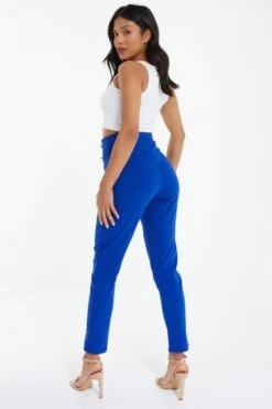 Petite Royal Blue Split Front Trousers -Deals Clothifyr Store 00100037787 XB